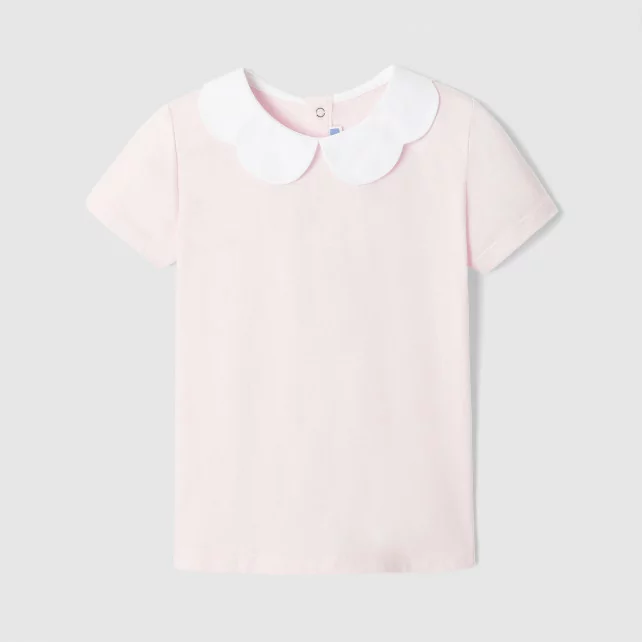 Girl polo shirt with scalloped collar