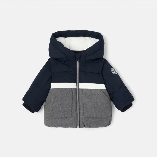 Baby boy dual fabric down jacket