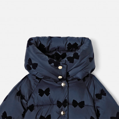 Girl down jacket with polka dots and hearts