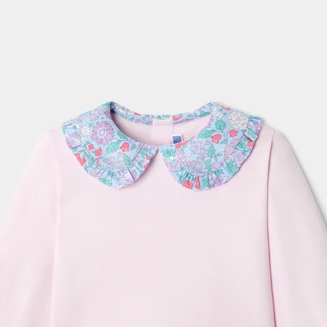Baby girl jumper with Liberty fabric collar