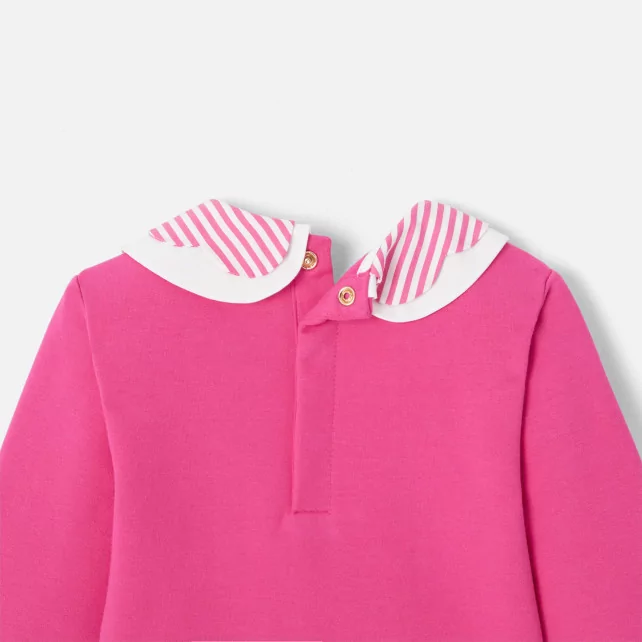 Baby girl jumper with double collar