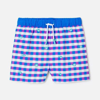 Boy bathing shorts in gingham